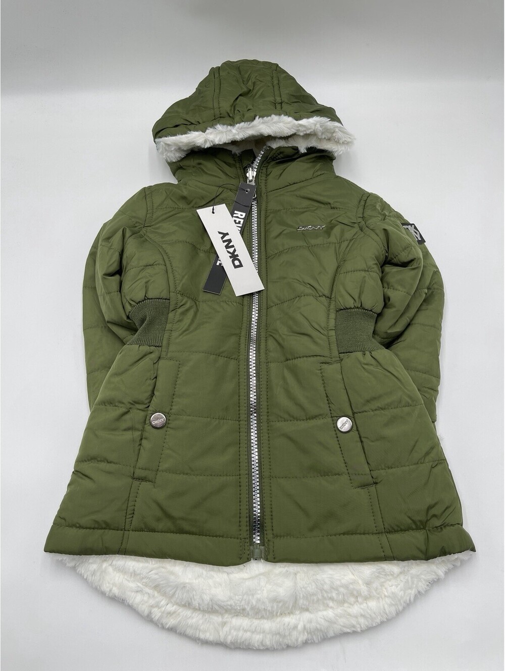 NWT DKNY reversible heavyweight girls winter jacket Color Green Size 2T